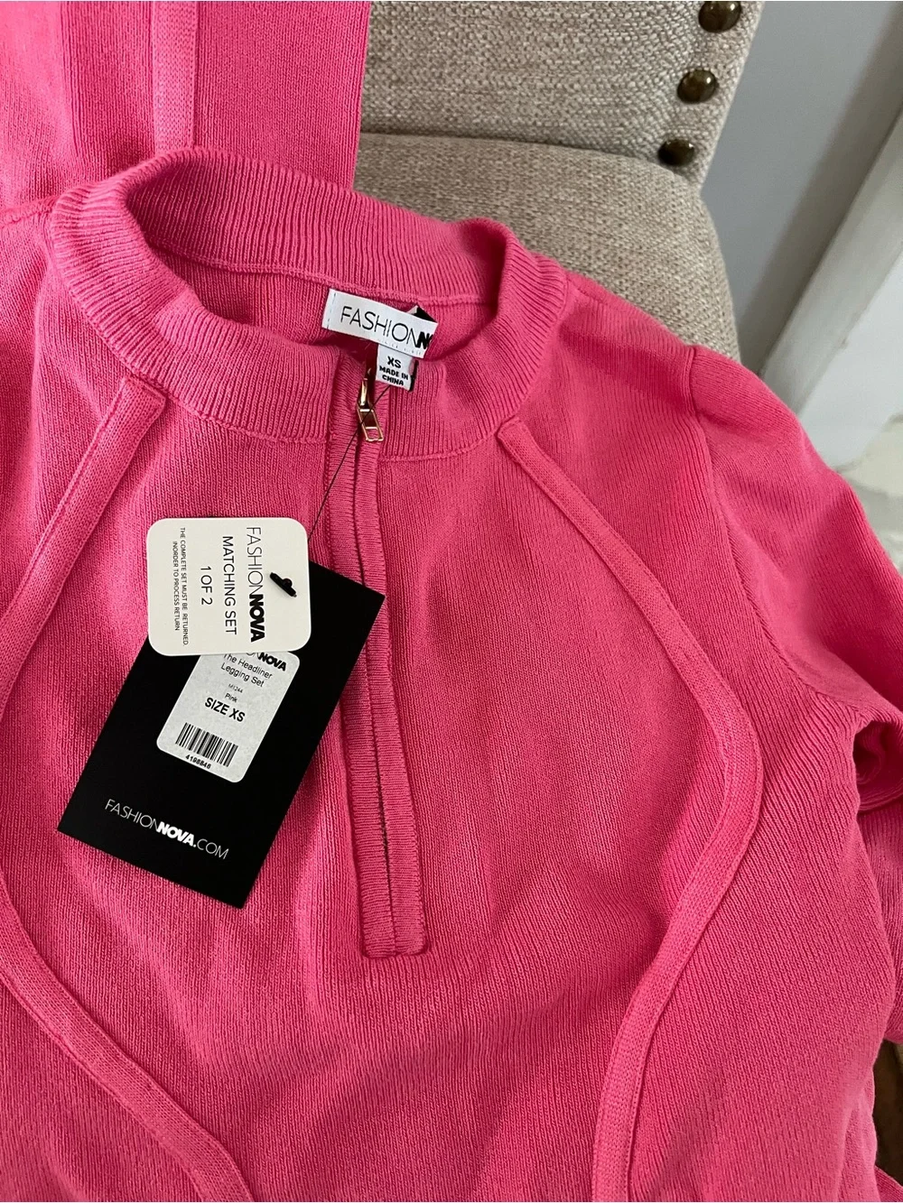 Fashion Nova Hot Pink Knit Pants & Matching Sweater Set